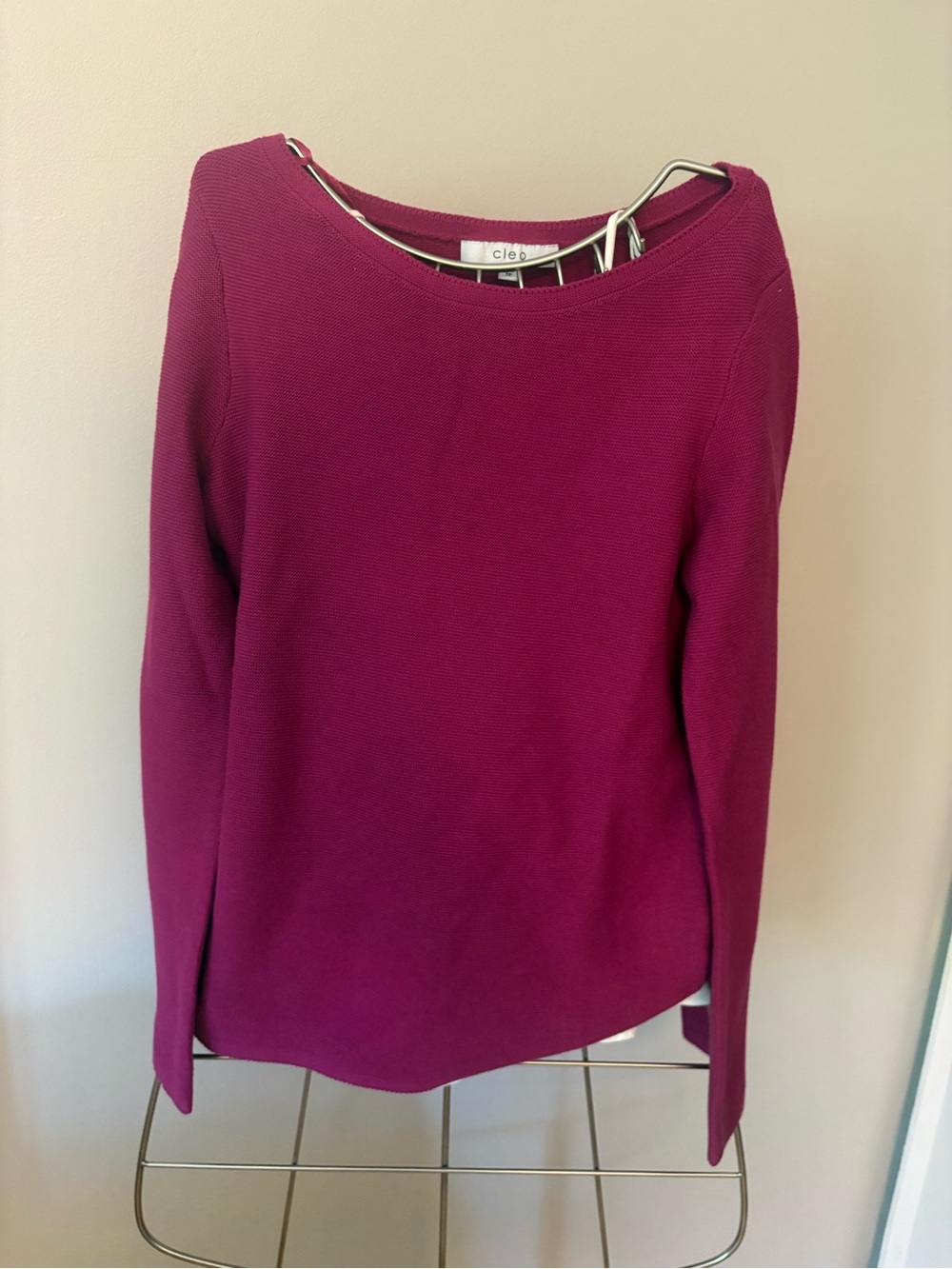 cleo Raspberry Crewneck Knit Sweater